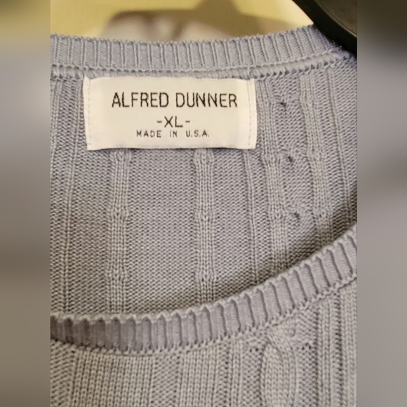 Alfred Dunner cable style knit, short sleeve, blue sweater - Picture 3 of 5